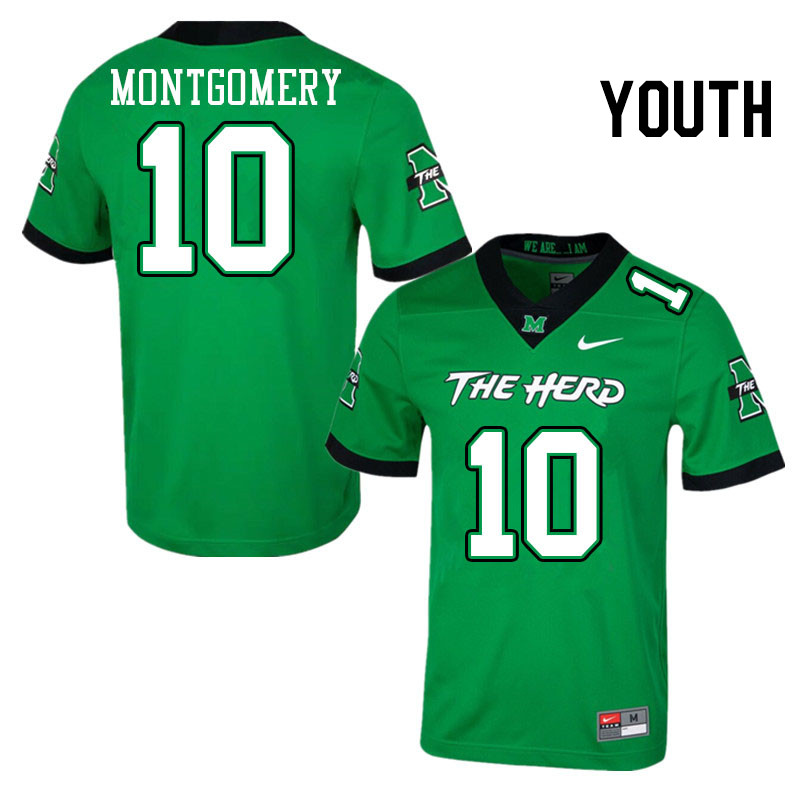 Youth #10 Chuck Montgomery Marshall Thundering Herd College Football Jerseys Stitched Sale-Green